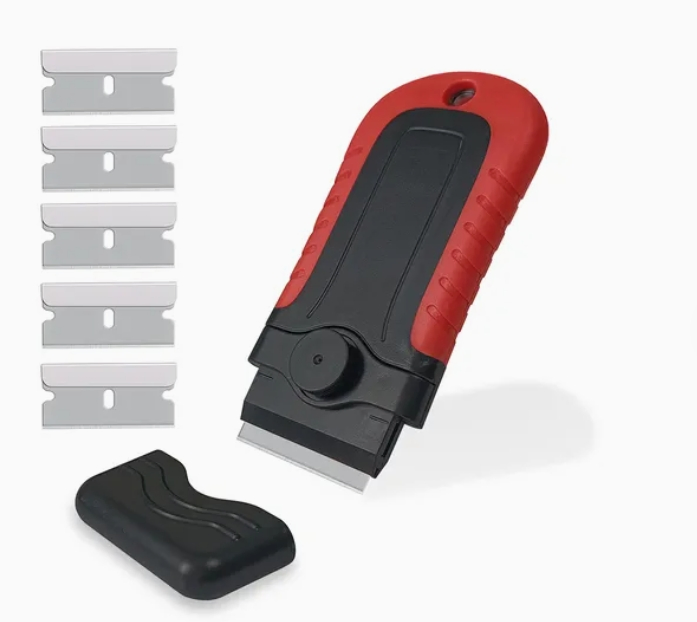 Black-Red Cleaning Scraper Plastic Razor Scraperwith 40X19mm Plastic Blades or Metal Blades