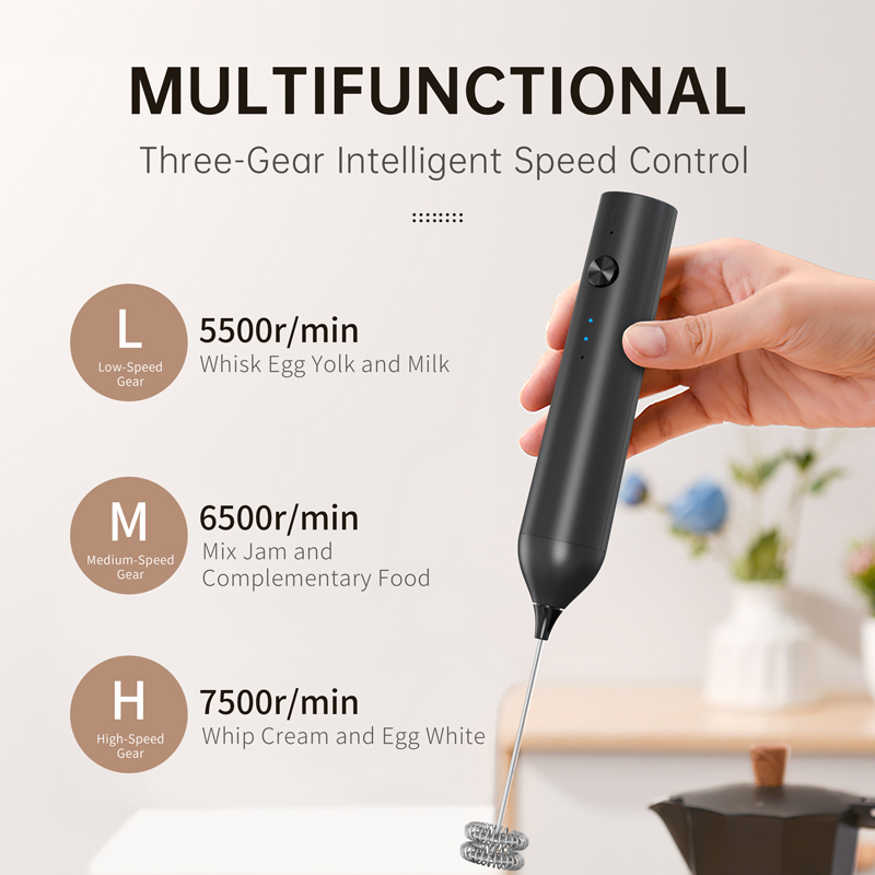 Rechargeable Wholesale Handheld Electric Milk Frother 2 Whisks Custom Logo Mini Mixer