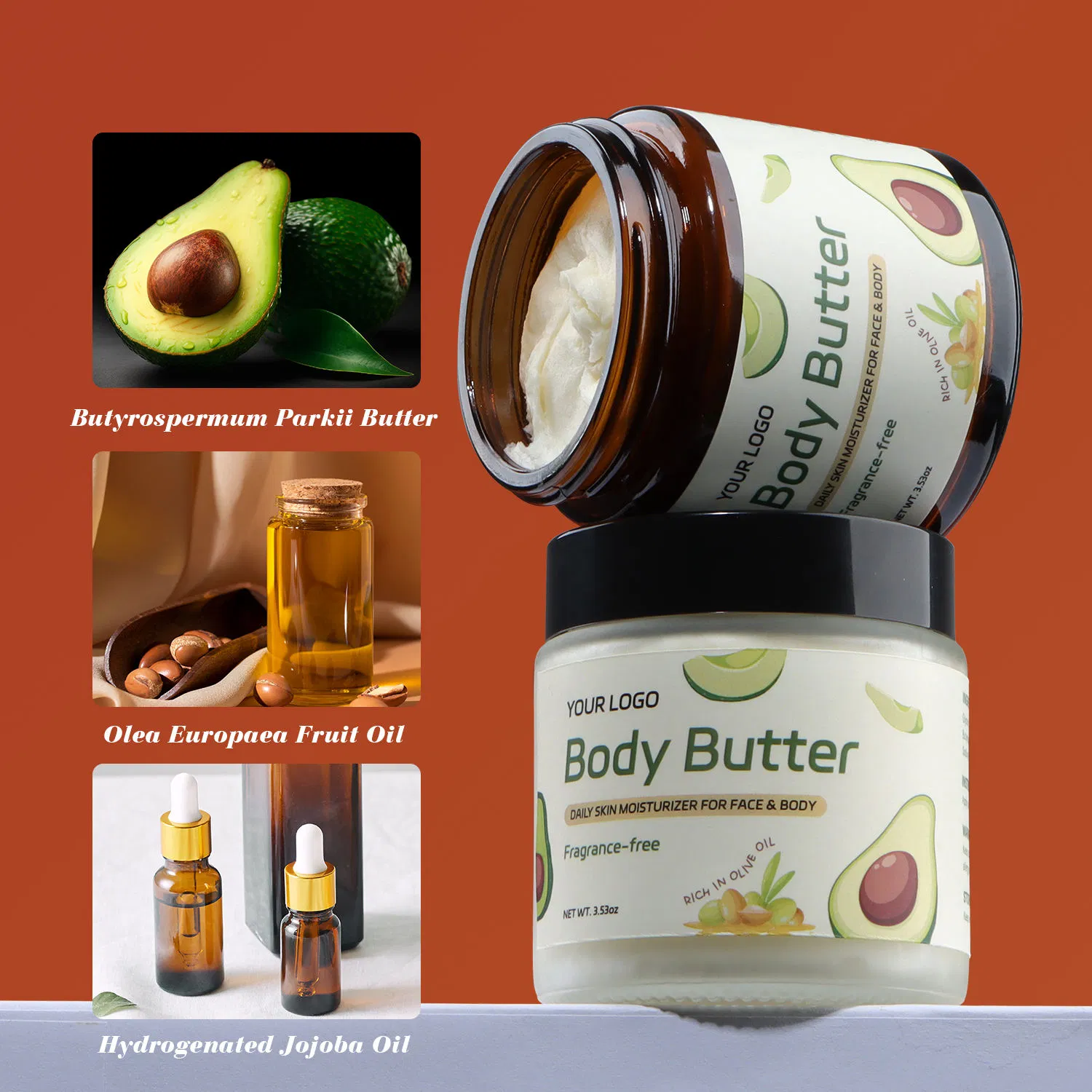 Natural Whipped Body Butter Nourishing Face & Body Cream Organic Moisturizing Flavored Whipped Shea Body Butter