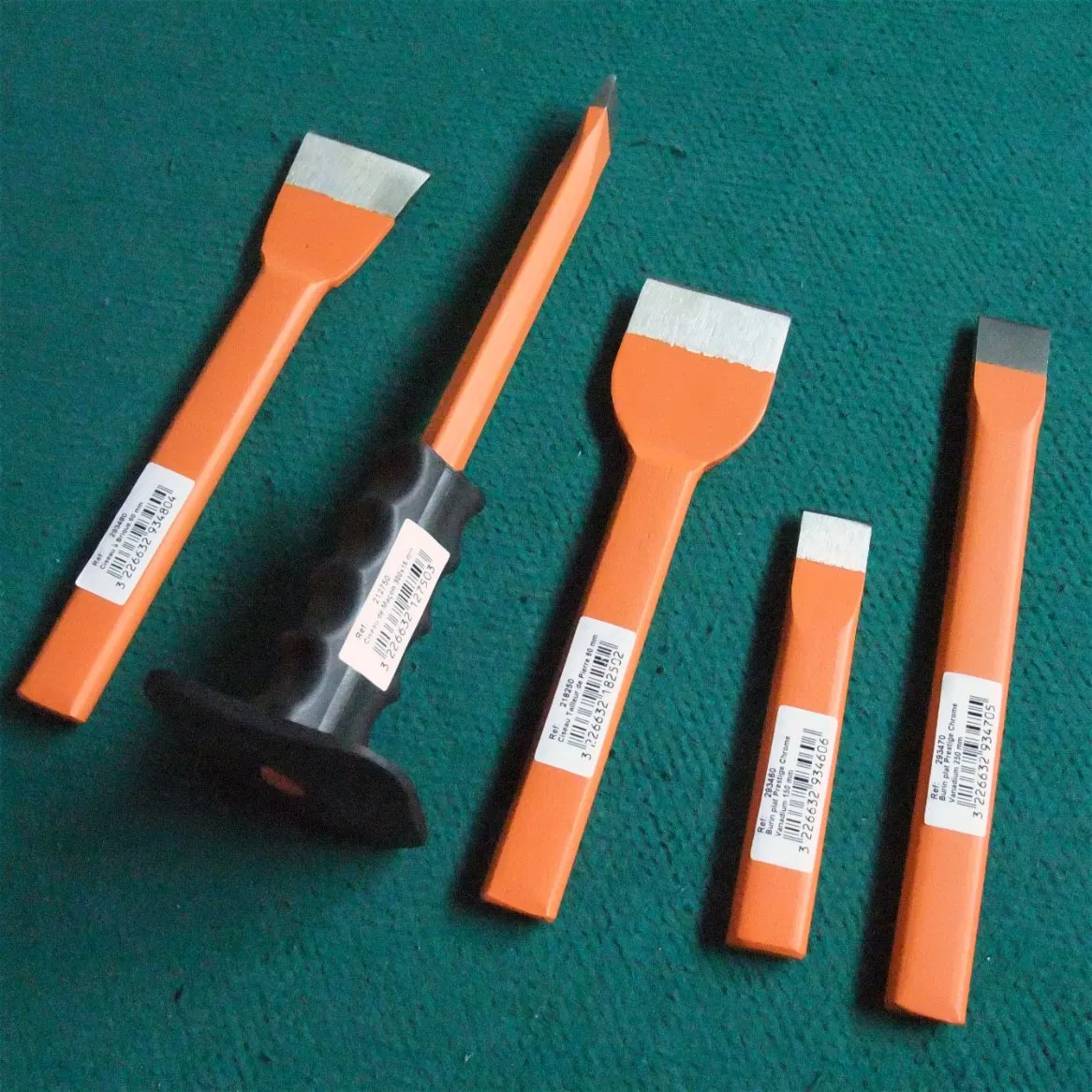 Double Color Plastic Rubber Handle 2PCS Stone Chisels Set
