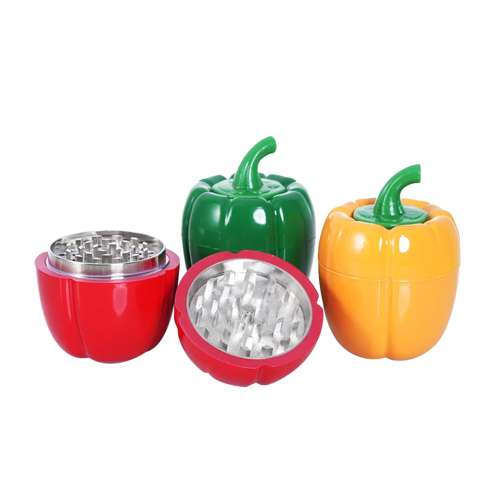 Factory Wholesale Color Pepper Shaped Creative Design 4 Parts Manual Tobacco Grinder