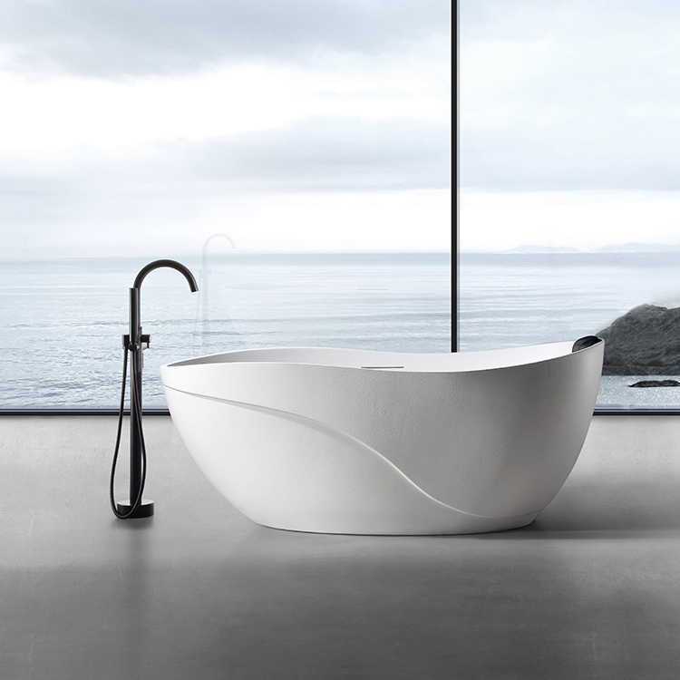 Hydrorelax Bathroom Bath Tub Freestanding Solid Surface Stone Soaking Bathtub for Adults