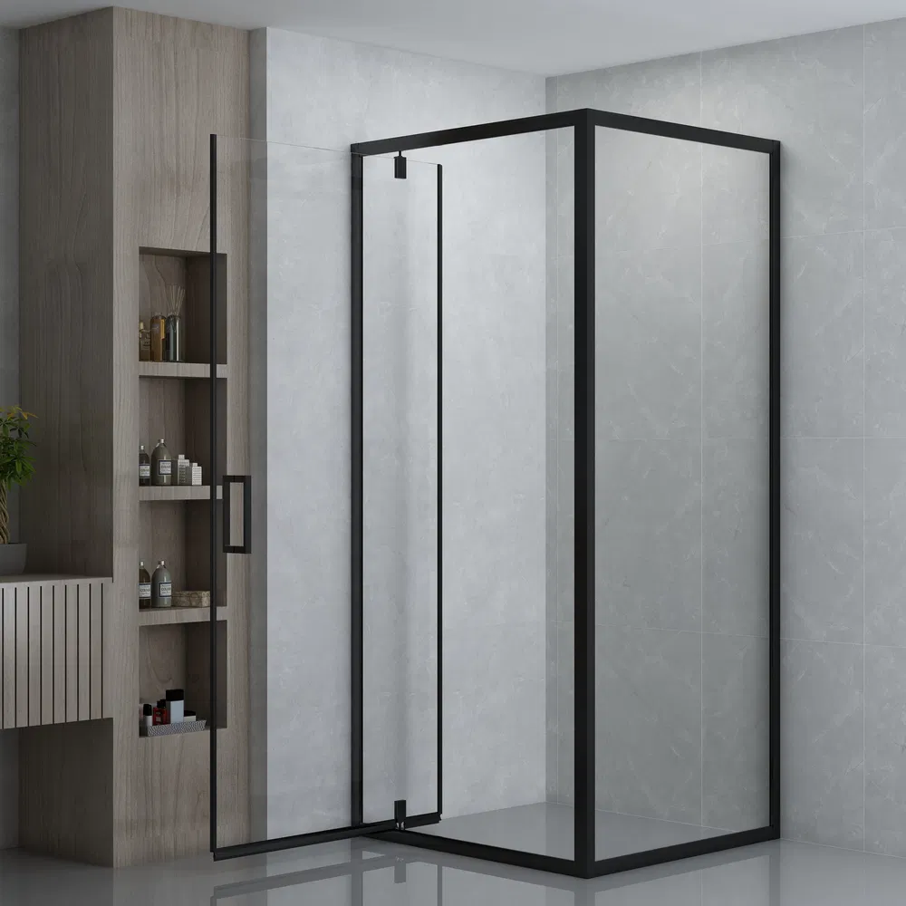 Bathroom 6mm Transparent Glass Black Aluminum Framed Shower Cubicle for Sale