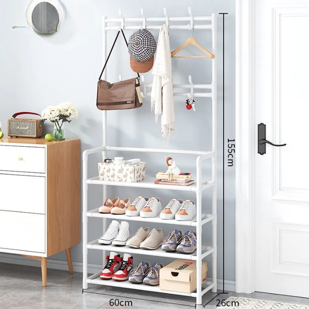 Minimalist Shoe Stand Vertical Space Saver Washable Fabric Cover Sturdy Construction