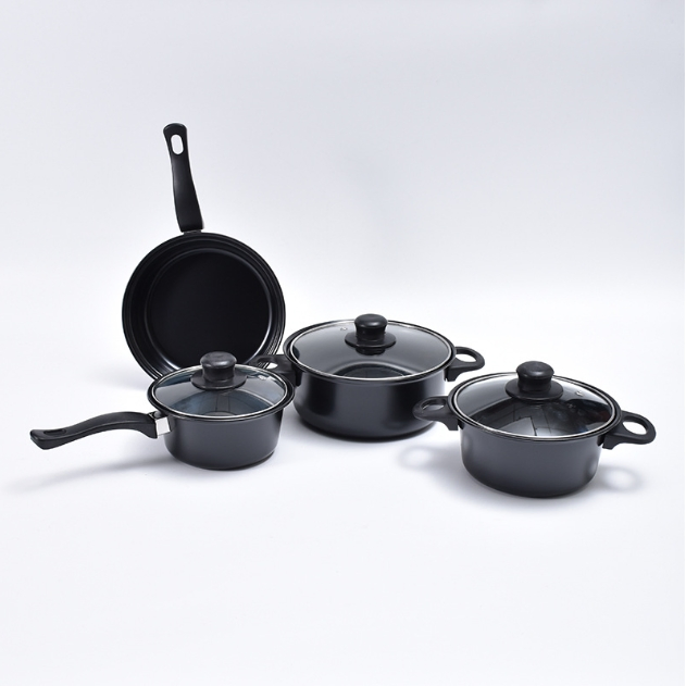 Spiral Bottom Uniform Heat Nonstick Gas Electric 13 Piece Non Stick Kitchen Cookware Set