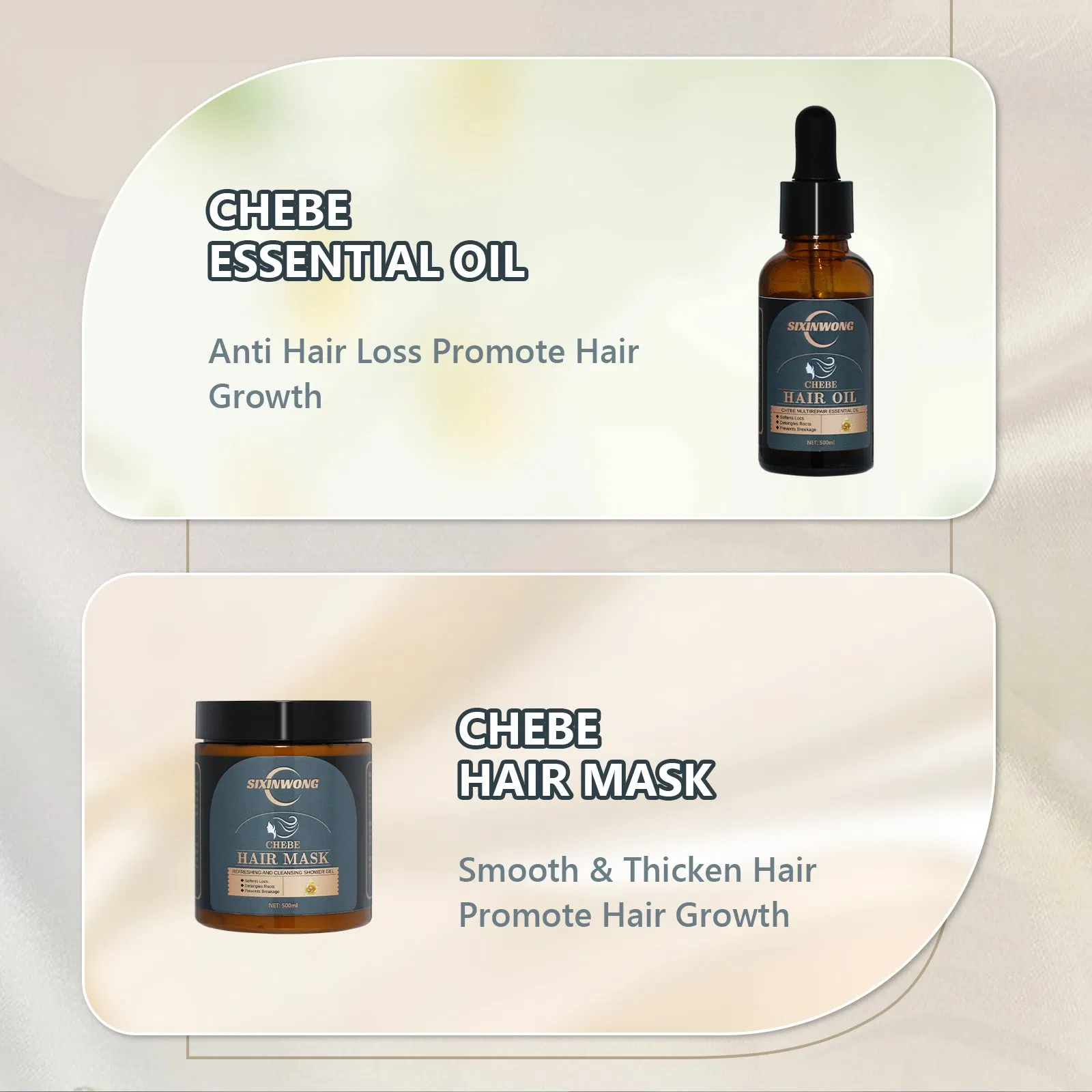 Beauty Cosmetics Chebe Prevent Hair Loss and Provide Nutrients Conditioner Shampoo Set