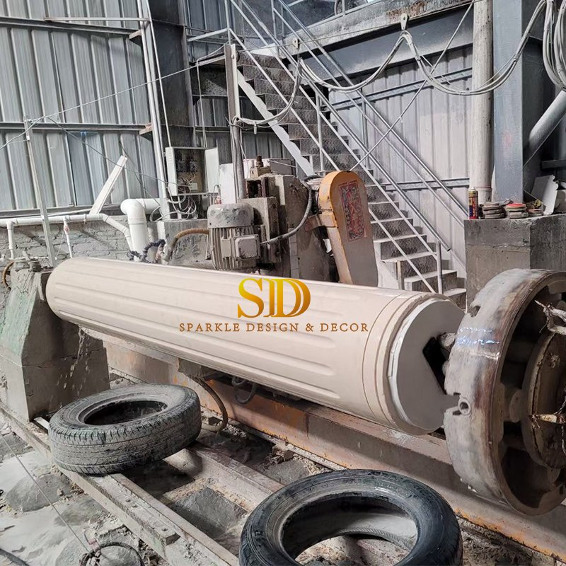 China Custom Made Roman Beige Marble Columns Marble Pillars for Home Decor