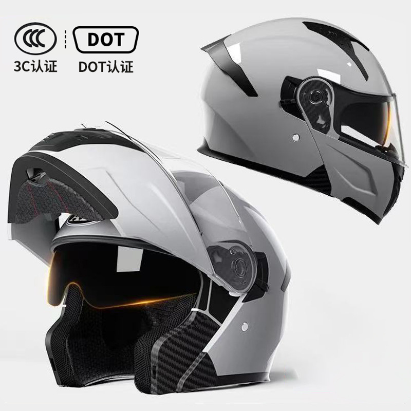 DOT Approved Open Face Motorcycle Helmet with Dual Visors - ABS Safety