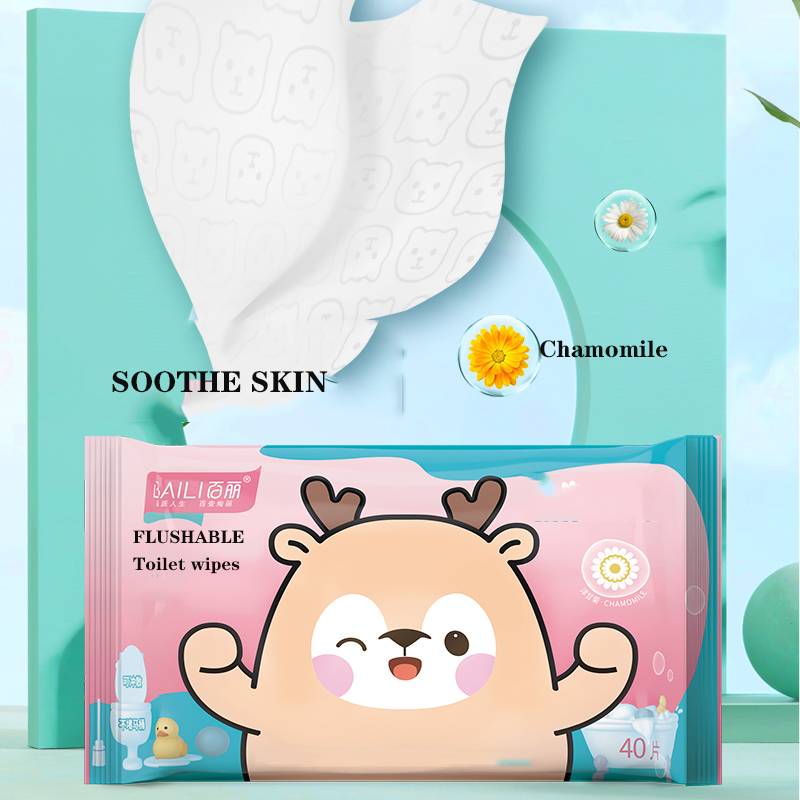 Wholesale Eco-Friendly Flushable Wet Toilet Paper Custom Logo Household Cleansing Wipes Biodegradable