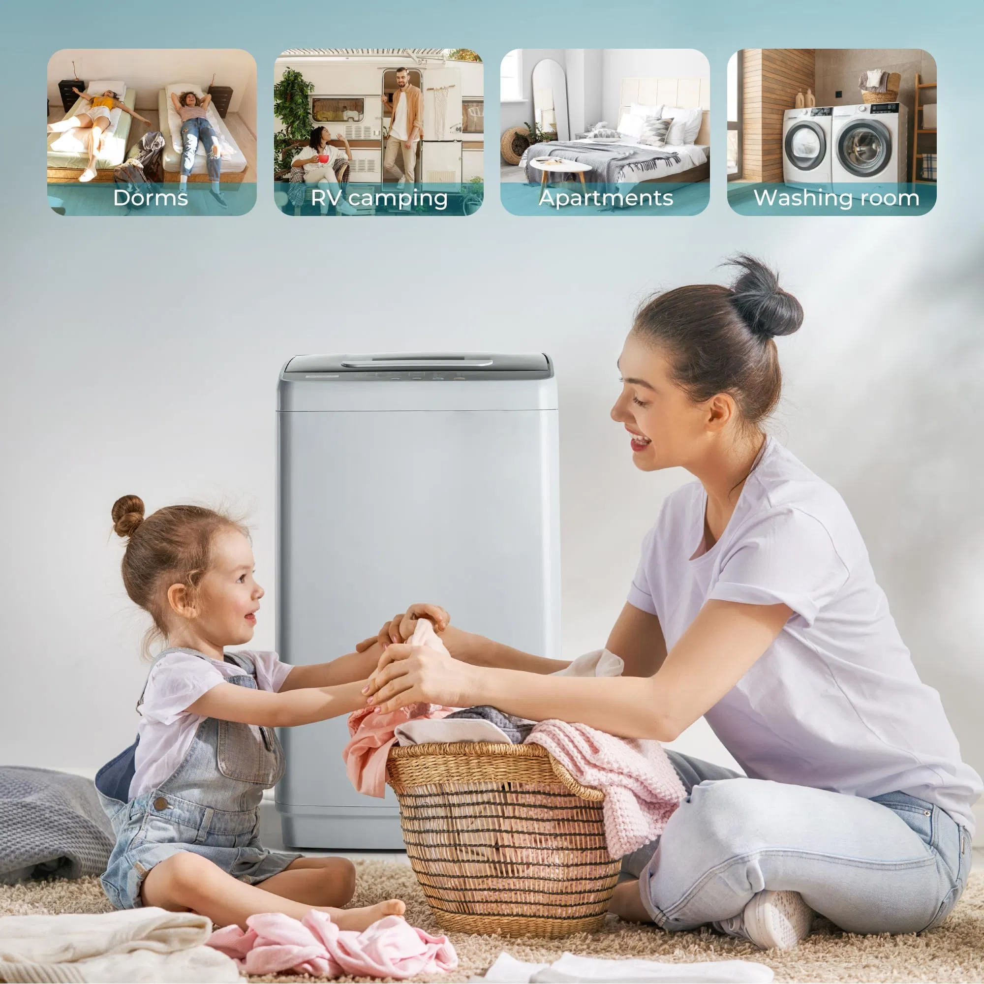 Euhomy Efficient Pulsator Washing Machine for Compact Apartment Living