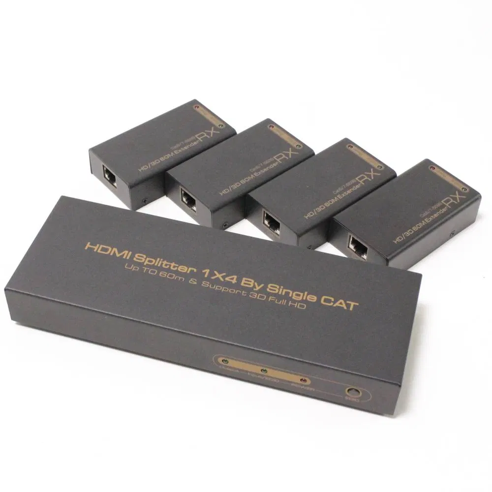HDMI-сплиттер 4 порта с удлинителем по Cat6