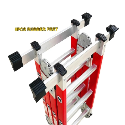 Multi-Function Four-Fold Adjustable Electric-Insulated Fiberglass Ladder