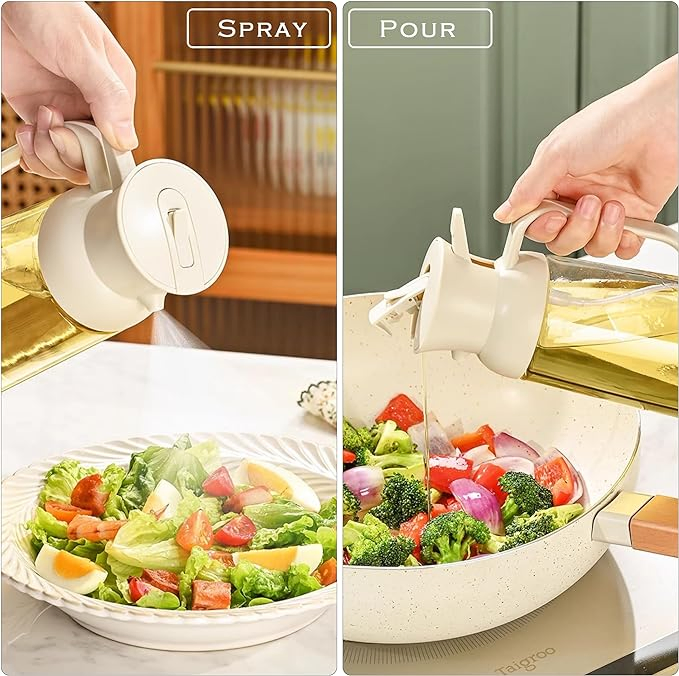 Ds-2670 Olive Oil Dispenser for Kitchen 2 in 1 Oil Sprayer for Cooking, 18oz/550ml Olive Oil Sprayer Bottle, Essential Kitchen Gadgets