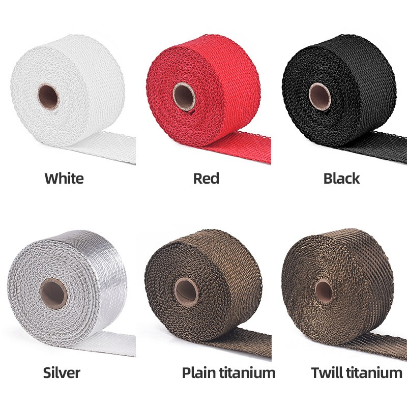 Fiberglass Exhaust Header Wrap Automotive Muffler Downpipe Heat Shield Black Tape Exhaust Insulating Wrap