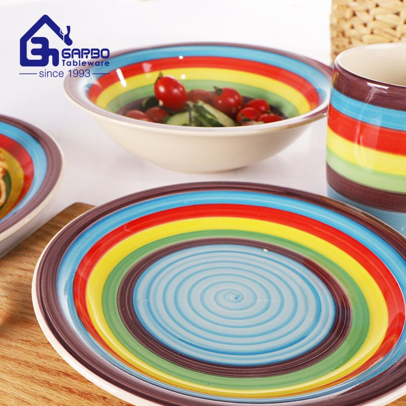 Factory Wholesale Ceramic Soup Bowl Hand-Painted 7 Inch Salad Bowl Rice Bowl Stoneware Bowls for Home Restaurant Hotel