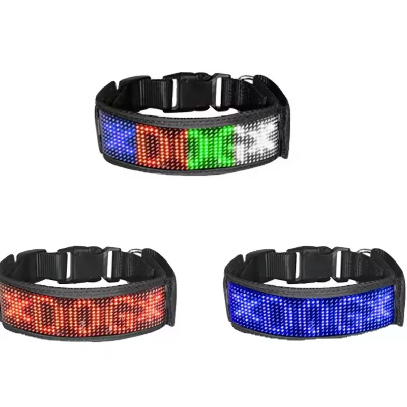 Factory Price Luminous Scrolling USB Rechargeable Flashing LED Pets Band