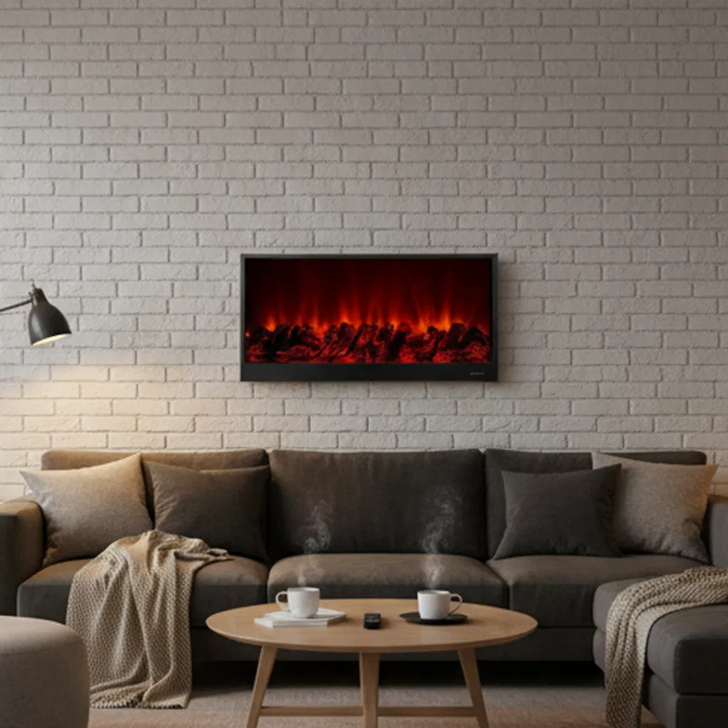 Multi-Color Electric Fireplace with Remote Control and Brightness Adjustment