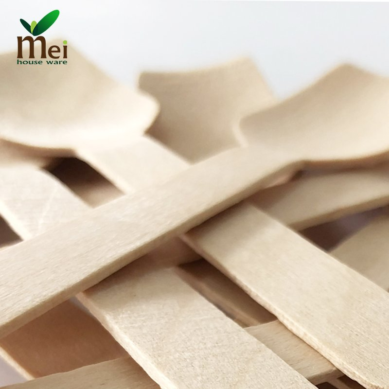 Disposable Ice Cream Wooden Spoon Birch Bamboo Wood Flatware cutlery