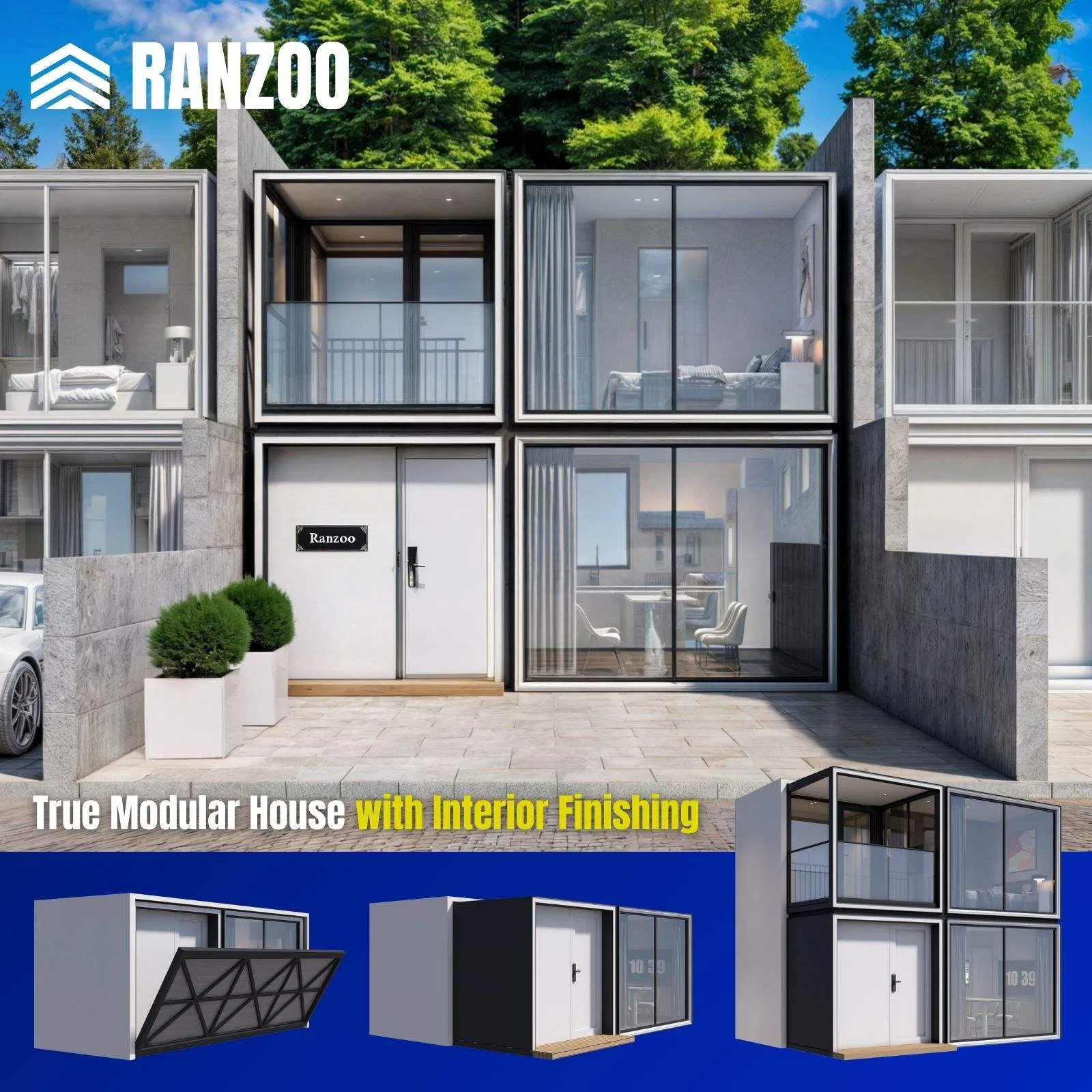 Ranzoo prefab modular tiny mobile casas prefabricadas Product House with Solar Power and Tailored Dimensions