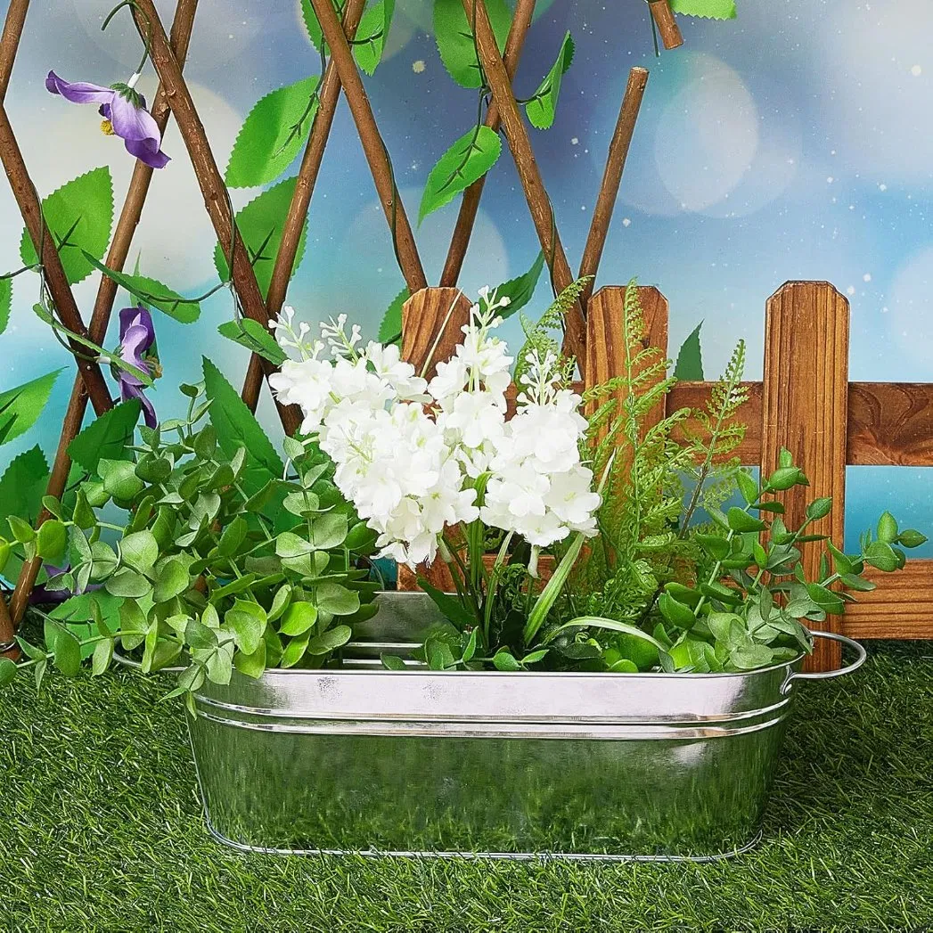 Farmhouse Decorations Galvanized Oval Planters with Handles