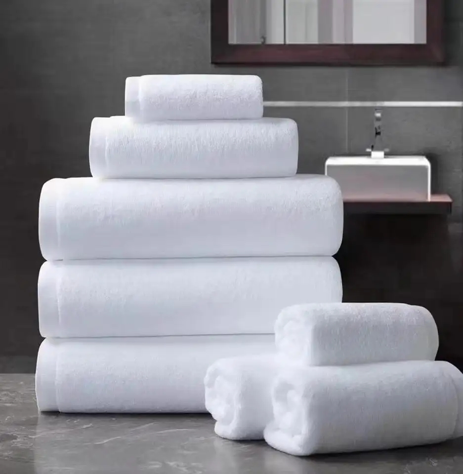 Luxury White Terry Hotel Cotton Bamboo Bath Towel