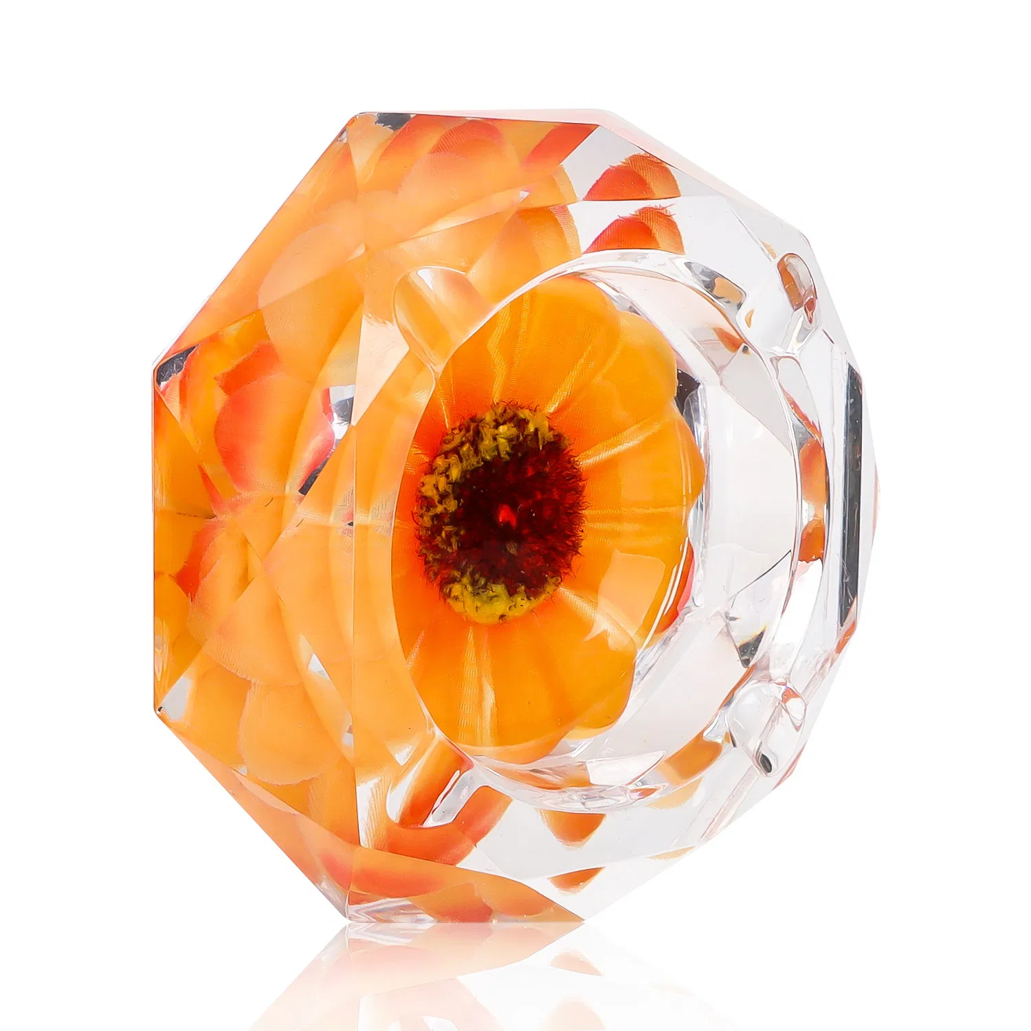 Diamond-Shaped Round Glue Petal Acrylic Smoking Resin Ashtray