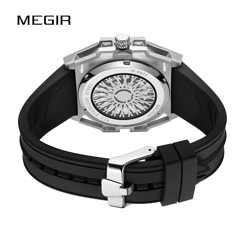 Megir 8603G Men's Sports Business Silicone Strap Multi Functional Automatic Mechanical Watch