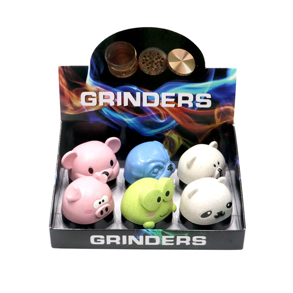 Creative 4-Layer Zinc Alloy Herb Grinder with Display Box Cute Animal Grinder