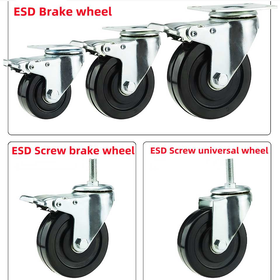 Heavy-Duty Anti-Static Rubber Casters with PU Wheels for Smooth Movement