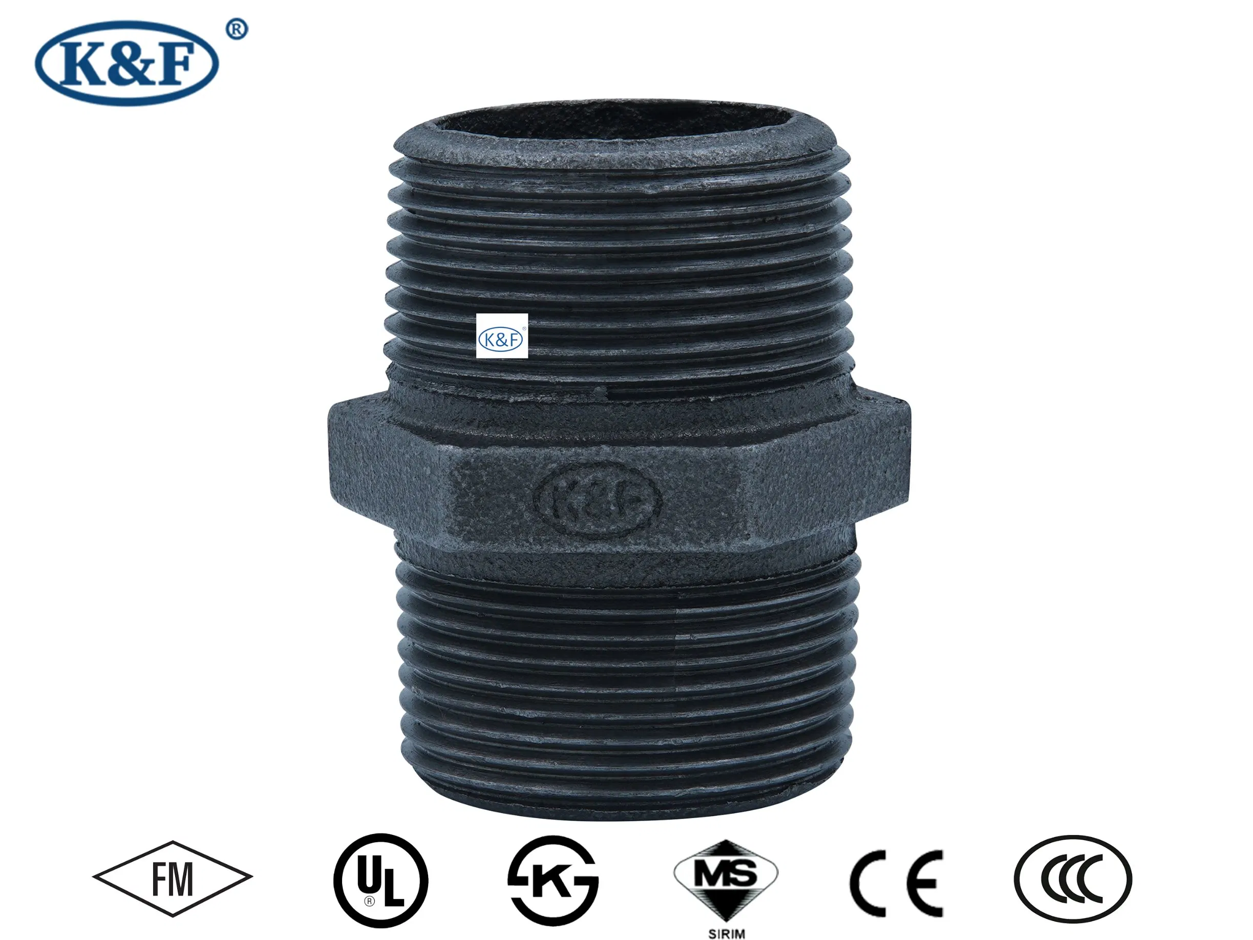 Kanaifu ASME Black Malleable Iron Thread Gi Galvanized Pipe Fitting Nipple for Water/Gas/Oil