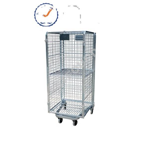 Durable Folding Storage Galvanized Laundry Cage Trolley with Wheels