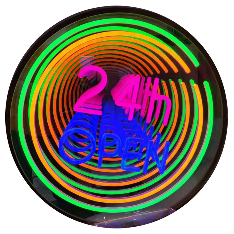 Customized Advertising Sign Melaleuca Mirror Neon Light Box Luminous Abyss Character Tunnel Soft Film Ultra-Thin Image Wall LED