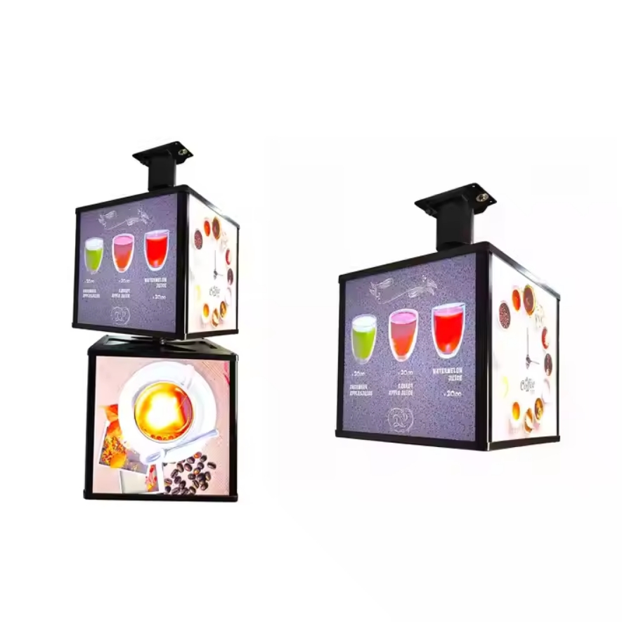Multi-Layer Acrylic Combination Sign Outdoor Vertical Floor Movable Square Rotating Light Box