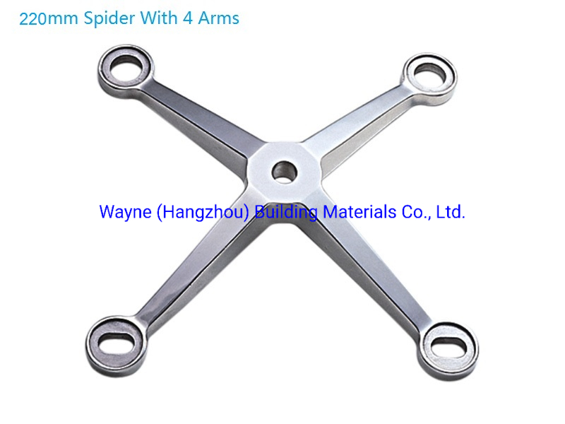 220mm Stainless Steel Glass Spider with 4 Arms; Glass Fitting Hardware, Point-Fixed Curtain Wall Hardware with High Quality and Best Price
