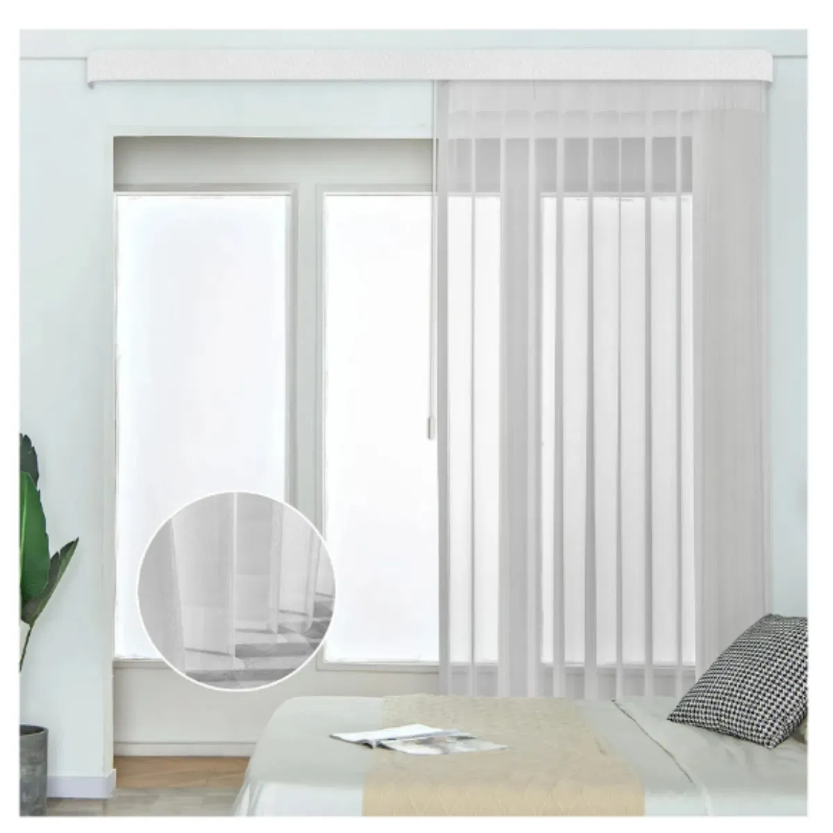 Manual Control Wand Custom Size Adjust Light Vertical Sheer Blind for Patio Sliding Glass Door Large Window