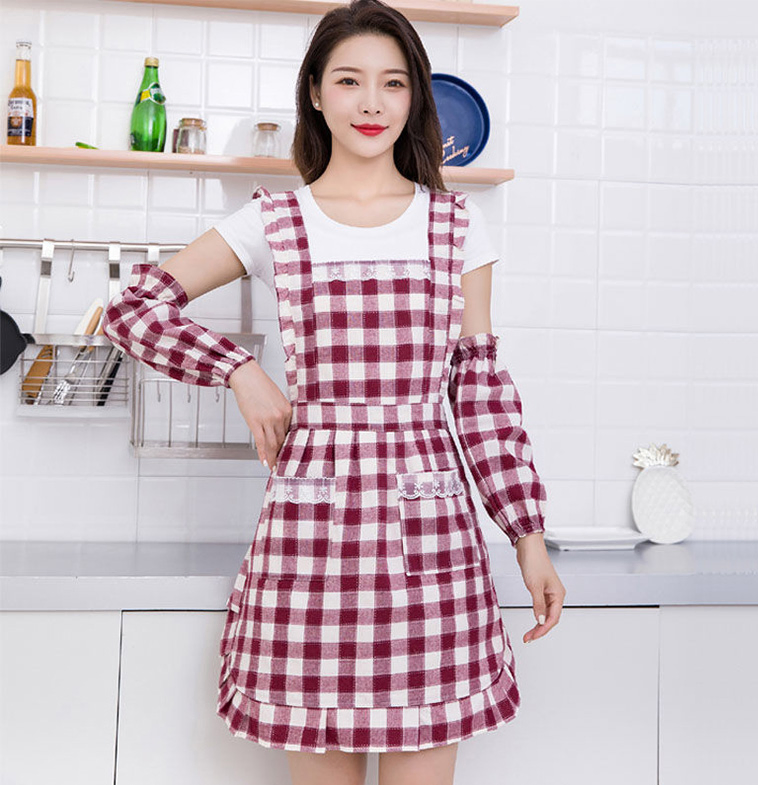 New Style Red Cotton Aprons Kitchen Custom Designer Garden Cooking Aprons for Women