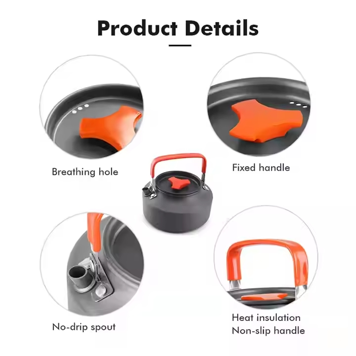 Durable Stainless Steel Camping Kettle with Heat-Resistant Handle