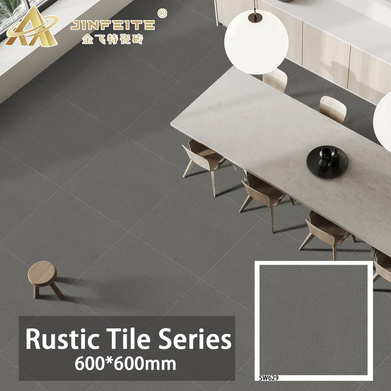 Керамогранитная плитка Deep Grey 600x600 мм матовая