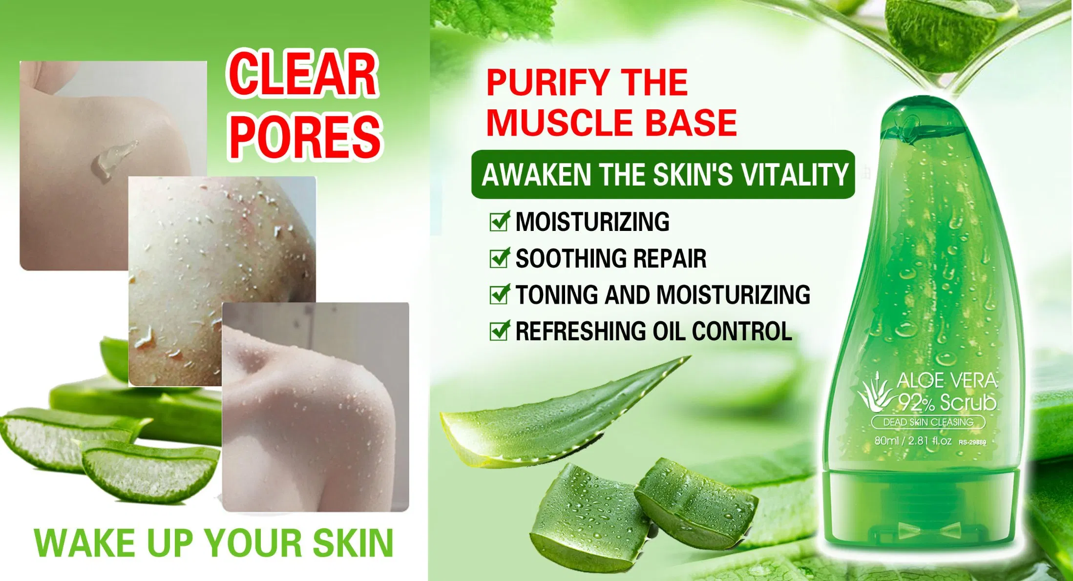 Roushun Natural Aloe Vera Scrub for Deep Cleansing and Hydration
