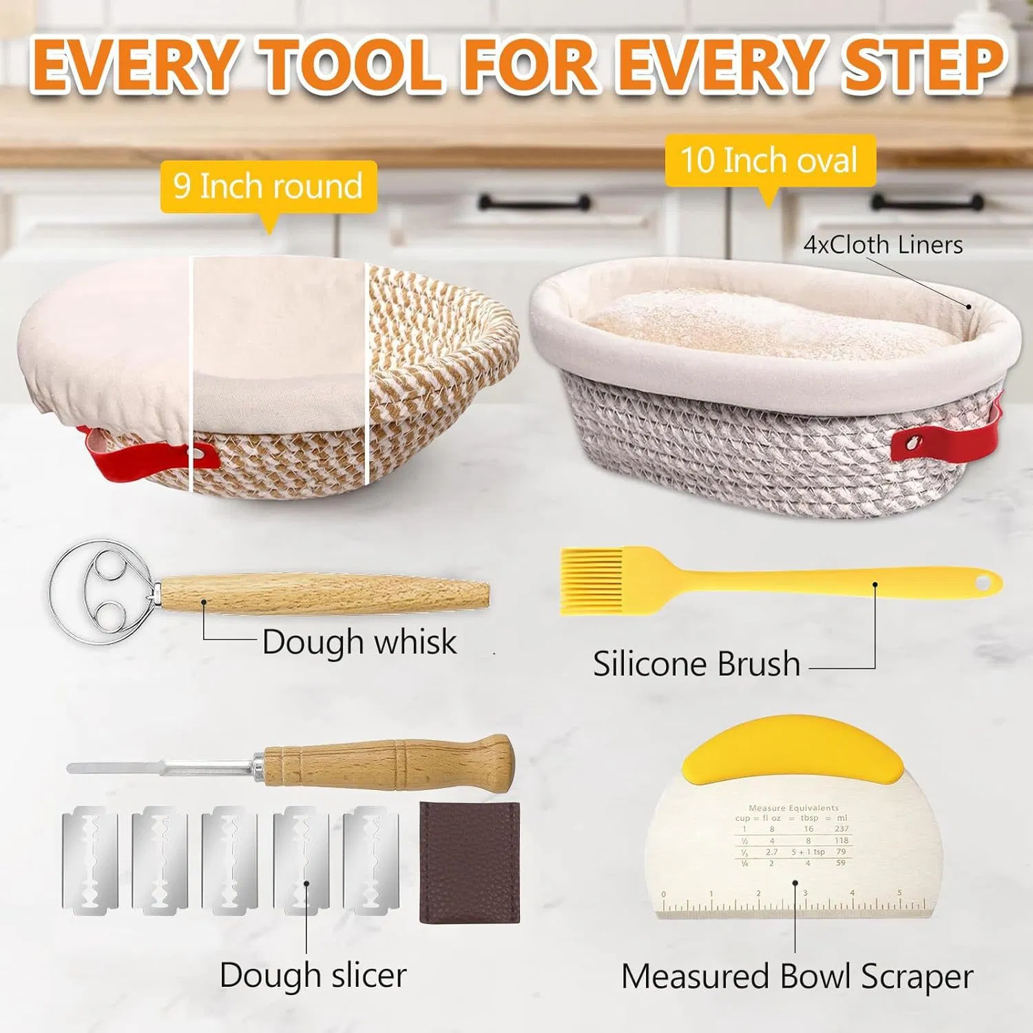 Wholesale Round Cotton Rope Bread Proofing Basket with Liner Baking Fermentation Banneton