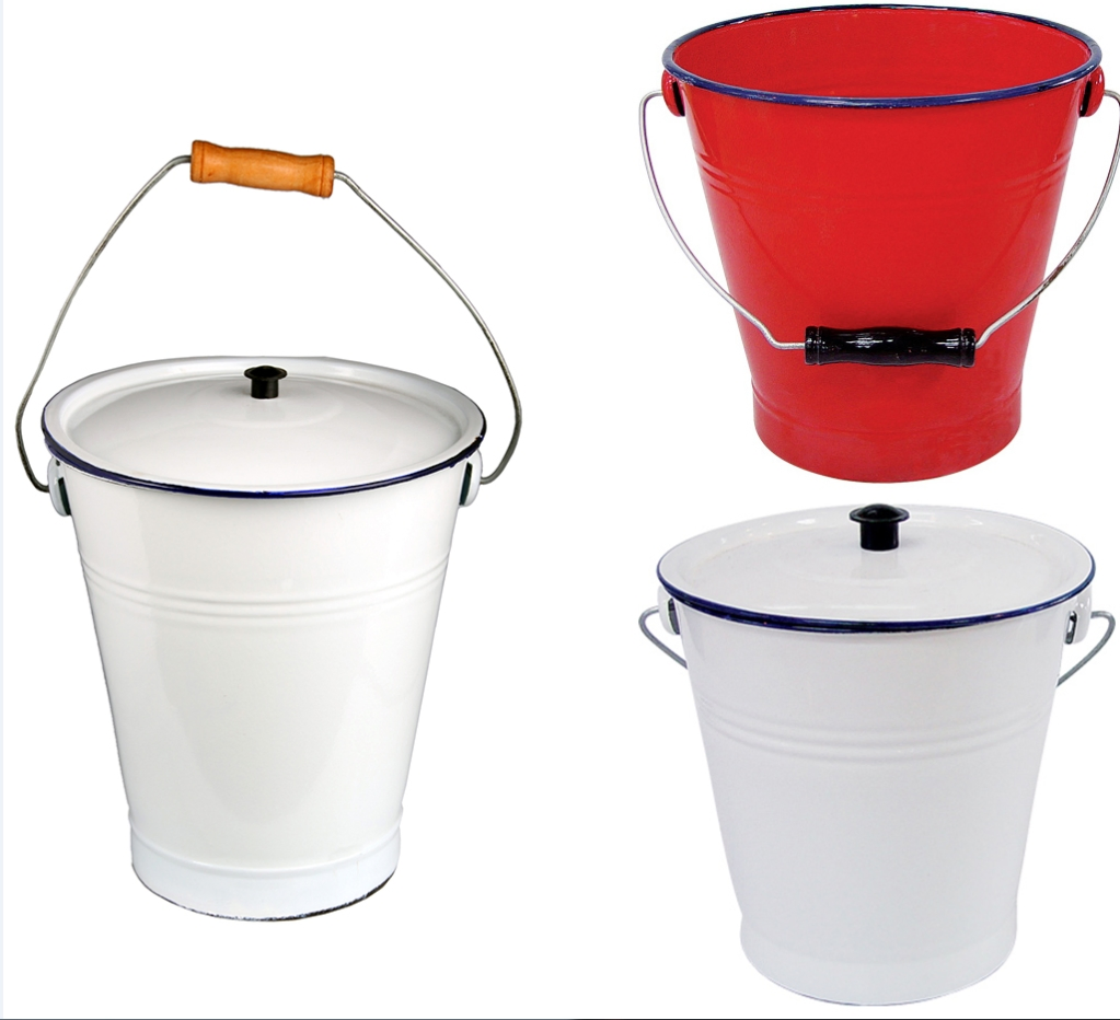High Quality White Enamel Bucket with Cover and Handle/Ice Bucket/Milk Bucket
