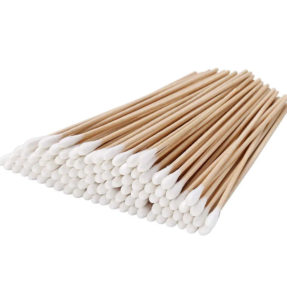 300PCS Hot Sale Q Tips Cotton Buds with Wooden Bamboo Stick Round Head Makeup Tools Cotton Swabs