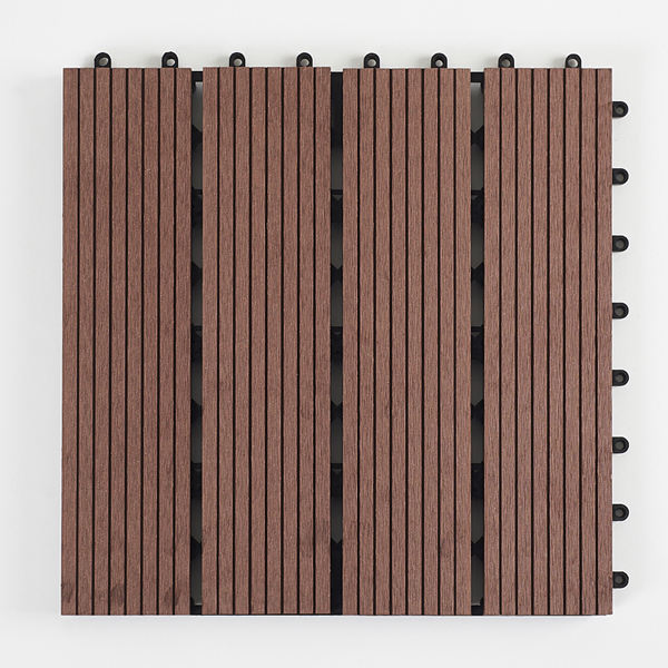 Balcony Outdoor Floor Tile WPC Flooring Wood Texture Solid Decking 300 X 300 X 22 mm Wood Fiber+HDPE WPC DIY Interlock Deck Tile