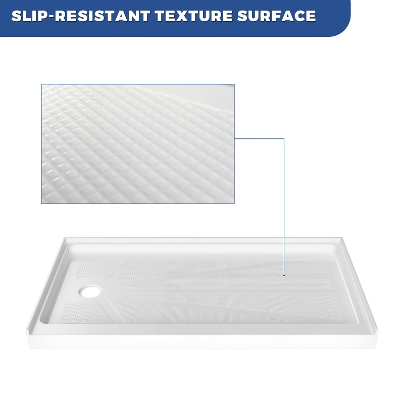 5 Year Warranty Durable Acrylic White Black Rectangle Anti Slip Shower Base