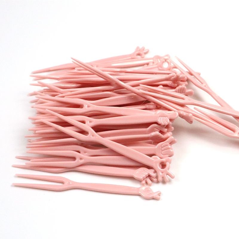 Party Supply Tableware Disposable Plastic Fruit Fork 83mm Length PS Fork Customizable