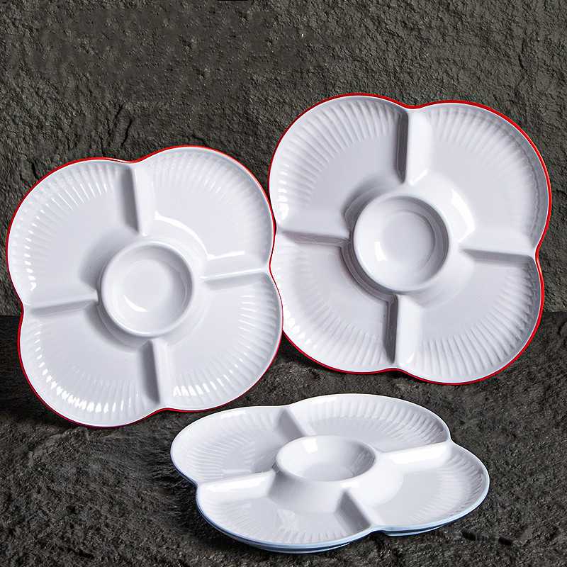 Melamine Hotel Irregular Flower 5 Compartments Plates Custom Divided Serving DIP Platter