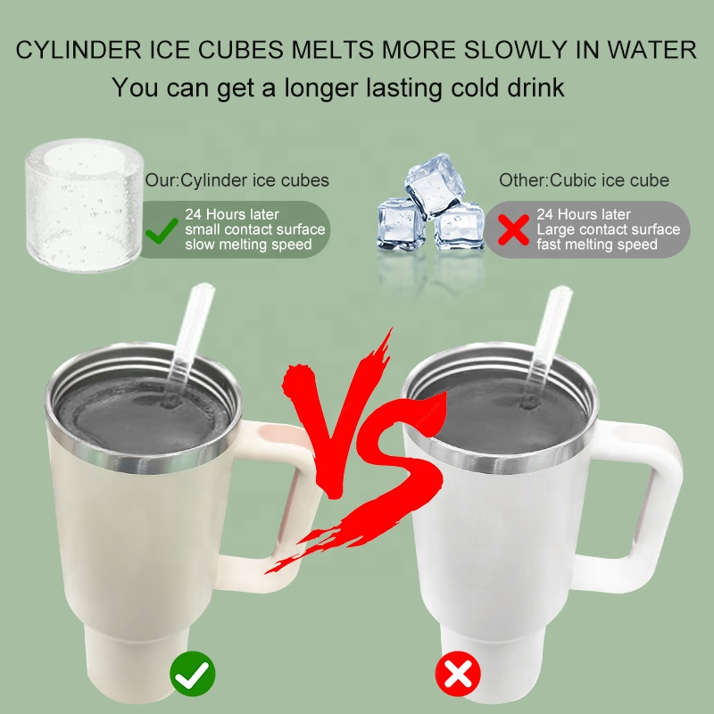 Easy Release Ice Cube Tray for Tumbler Cup Reusable 3 Cavity Silicone Cylinder Ice Mold with Lid for Freezer