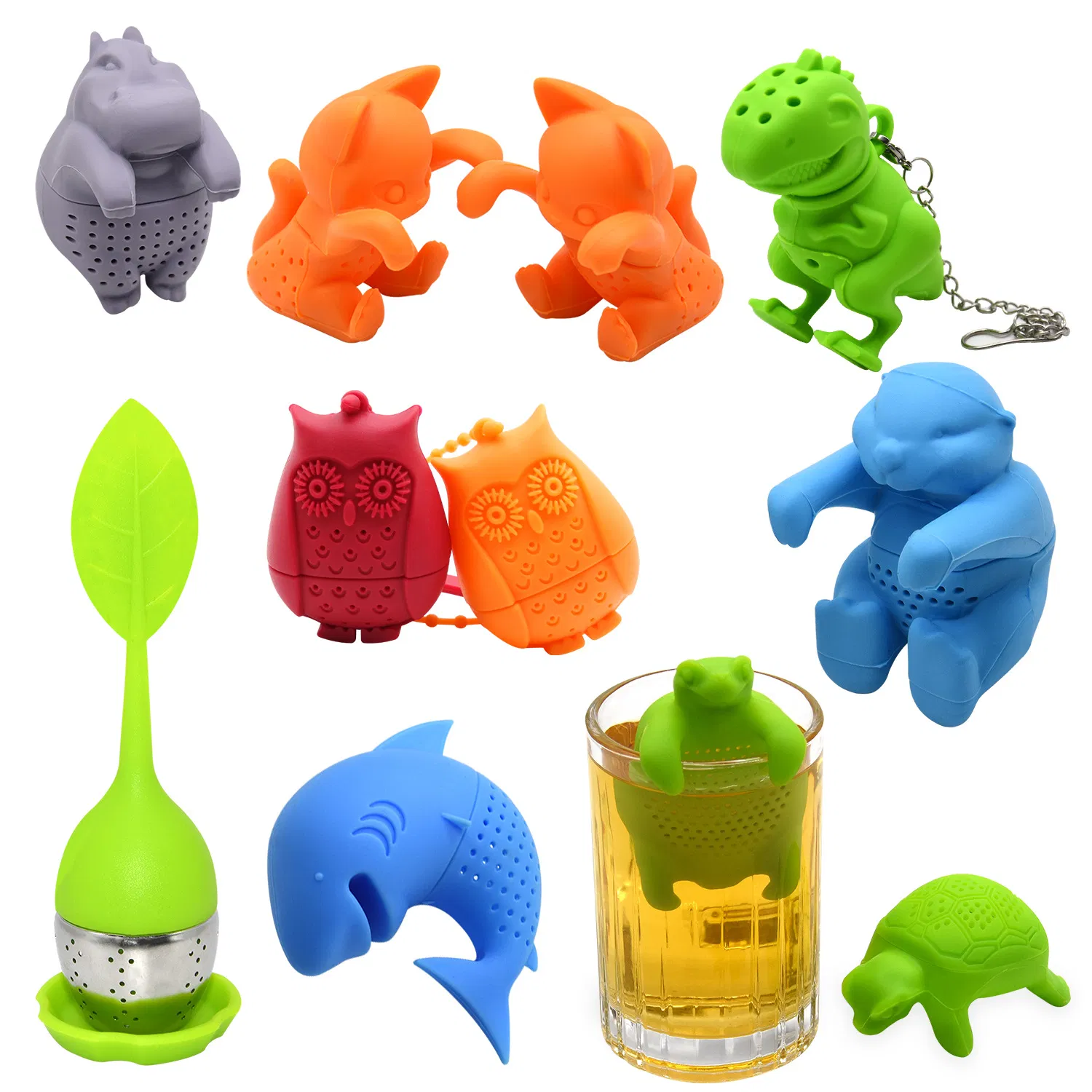 Eco Friendly Leaf Shape Stainless Silicone Tea Infuser Wholesale Custom Silicone Tea Strainer