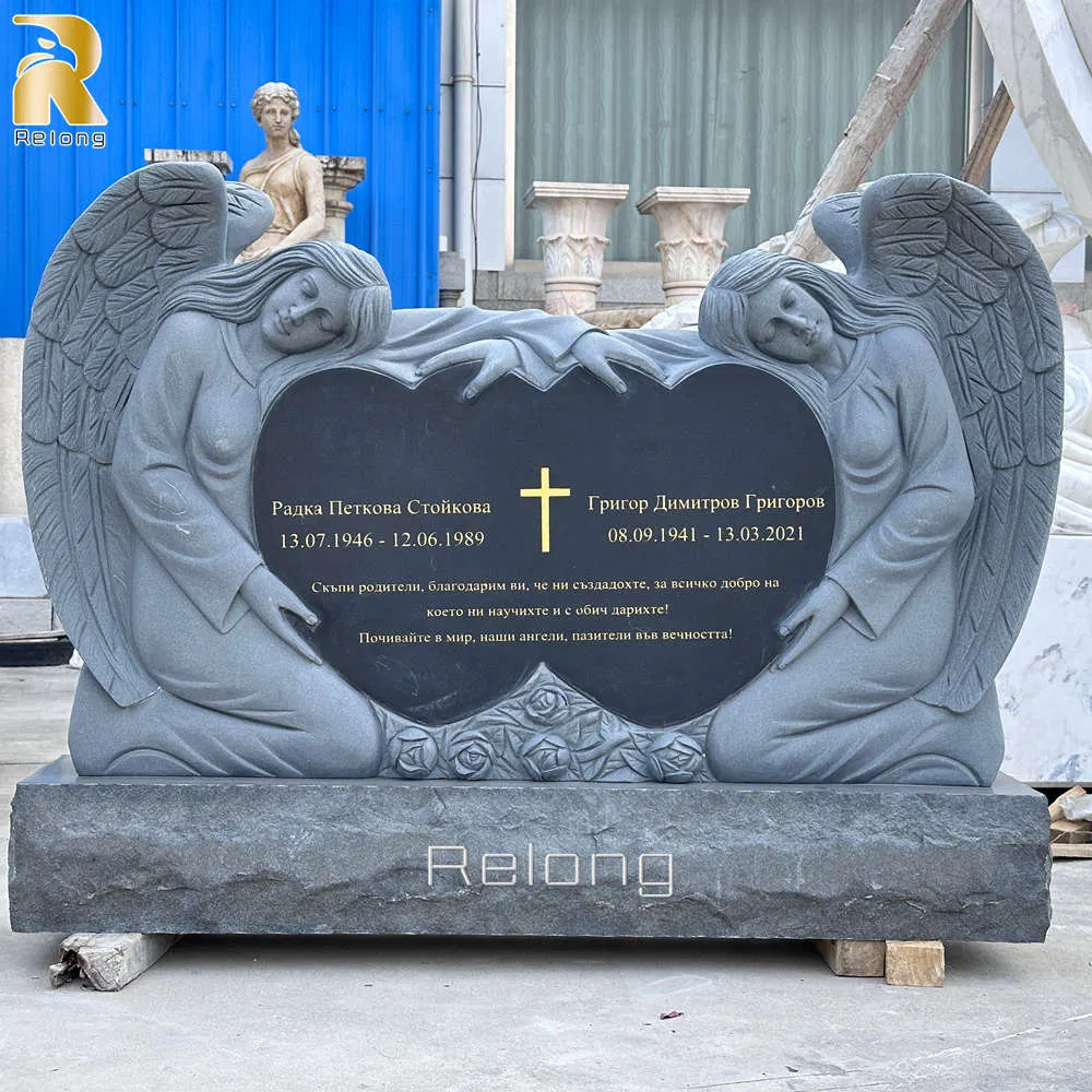 High Quality Stone Carving Angel Headstones Angel Granite Gravestone for Sale