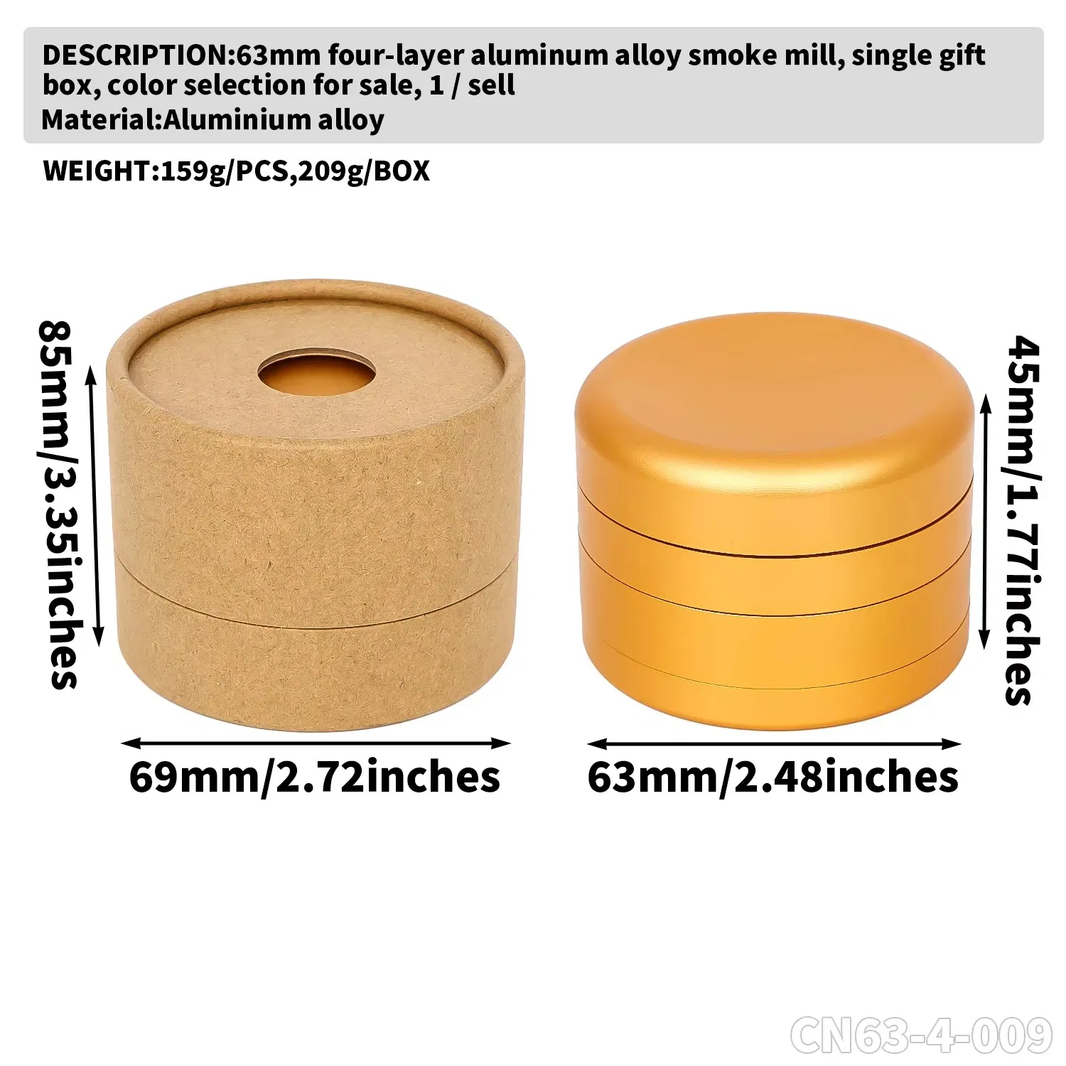 Металлическая ручная мельница для табака и трав с логотипом